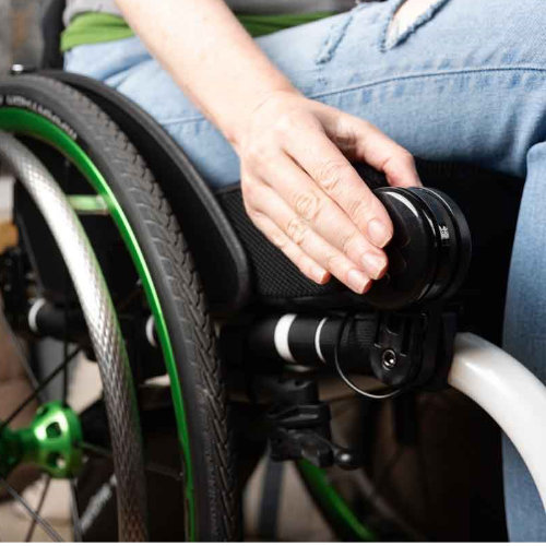 SpeedControl dial mounted on wheelchair