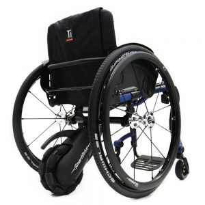 Smartdrive mounted to wheelchair