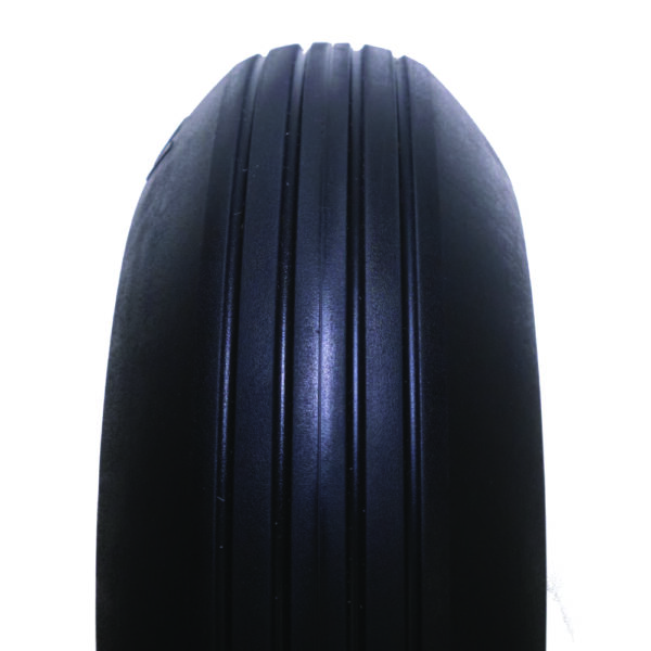 Permobil solid castor black close up of tread
