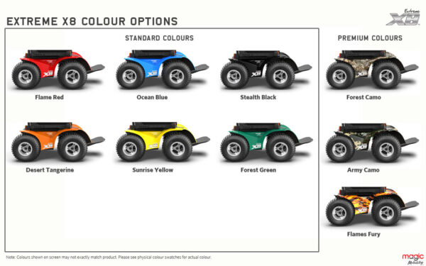 Magic Mobility Extreme X8 colour chart