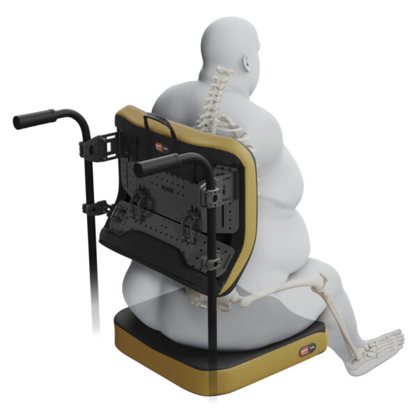 Spex XLella2 back support shown on wheelchair