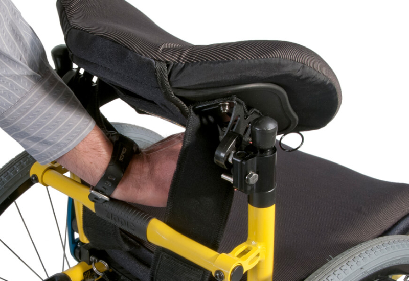 Jay Zip back support being fitted to wheelchair
